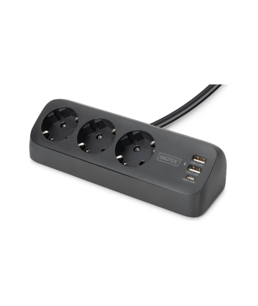 Digitus 3-way office socket strip with 2x USB-A and 1x USB-C connections | DA-70625
