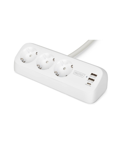 Digitus DA-70626 Сетевой Удлинитель на 3 Розетки с USB-A и USB-C