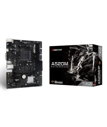 Mainboard BIOSTAR AMD A520 SAM4 Micro-ATX Memory DDR4 Memory slots 2 2xPCI-Express 3.0 1x 1xPCI-Express 3.0 16x 1xM.2 1x15pin