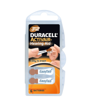 Duracell A312 Zinc Air Hearing Aid Batteries DA312 ZL312 6 pcs