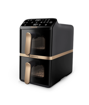 Kuumaõhufritüür Philips Dual Basket, NA462/70 4000 Series, Power 2750 W, Capacity 10 L, Rapid Air technology, Black