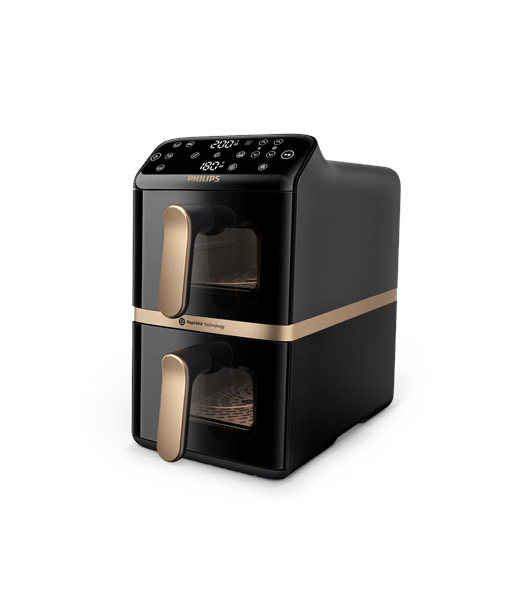 Kuumaõhufritüür Philips Dual Basket, NA462/70 4000 Series, Power 2750 W, Capacity 10 L, Rapid Air technology, Black