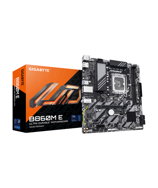 Gigabyte B860M E, Processor family Intel, Processor socket LGA1851, DDR5, Supported hard disk drive interfaces SATA, M.2
