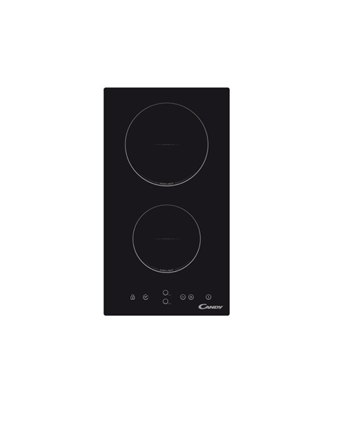 Candy, Domino, CDH 30, Vitroceramic, Number of burners/cooking zones 2, Touch, Timer, Black, Display