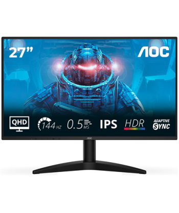 AOC, Q27B36X, 27", IPS, QHD, 16:9, 144 Hz, 4 ms, 2560 x 1440 pixels, 300 cd/m², HDMI ports quantity 1, Black