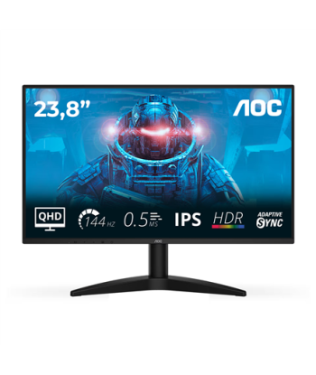 AOC, Q24B36X, 24", IPS, QHD, 16:9, 144 Hz, 4 ms, 2560 x 1440 pixels, 300 cd/m², HDMI ports quantity 1, Black