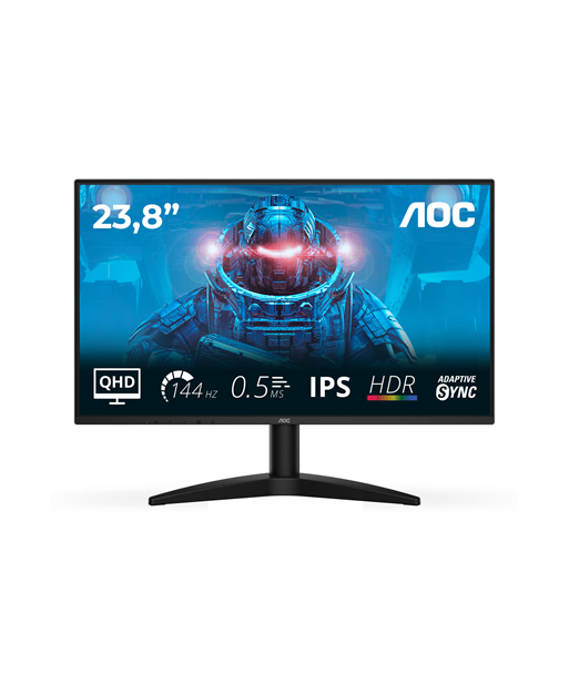 AOC, Q24B36X, 24", IPS, QHD, 16:9, 144 Hz, 4 ms, 2560 x 1440 pixels, 300 cd/m², HDMI ports quantity 1, Black