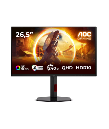 AOC, Q27G4ZDR, 27", QD-OLED, QHD, 16:9, 240 Hz, 0.03 ms, 2560 x 1440 pixels, 400 cd/m², HDMI ports quantity 2, Black