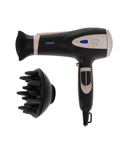 Фен Mesko, MS 2287, 2200 W, Number of temperature settings 3, Diffuser nozzle, Black/Champagne