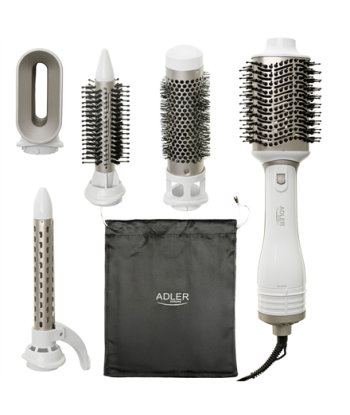 Adler 5-in-1 Curling Iron-Dryer, AD 2027, Number of heating levels 2, 1200 W, White/Champagne