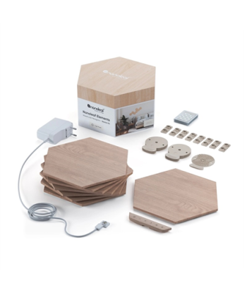 Nanoleaf | Elements Wood Look Hexagons Starter Kit (13 panels) | Cool White + Warm White