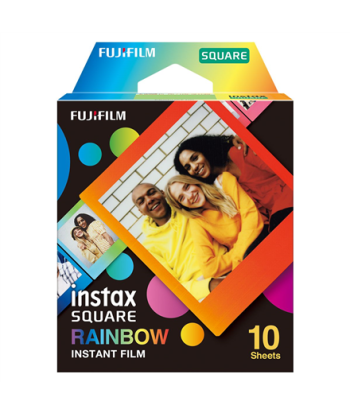 Fujifilm, Instax Square Rainbow (10) Instant Film, 72 x 86 mm, 2.4 x 2.4" Image Area, 3.4 x 2.8" Print Size, Quantity 10