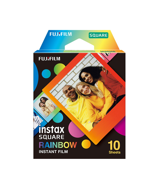 Fujifilm, Instax Square Rainbow (10) Instant Film, 72 x 86 mm, 2.4 x 2.4" Image Area, 3.4 x 2.8" Print Size, Quantity 10