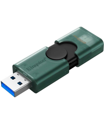 Kingston USB Flash Drive, DataTraveler Duo, 256 GB, USB Type-A and USB Type-C, Black/Green