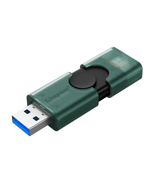 Kingston USB Flash Drive, DataTraveler Duo, 256 GB, USB Type-A and USB Type-C, Black/Green