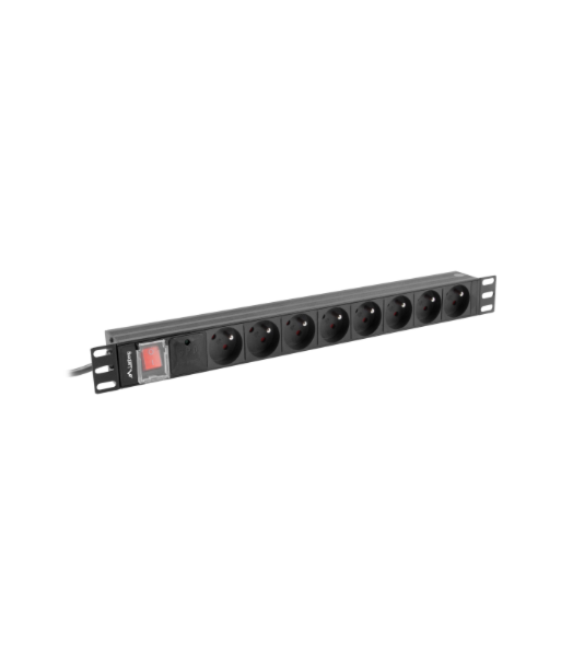 Lanberg Power Distribution Unit (PDU) 19" 1U 16A 2m 8x French Outlets | PDU-08E-0200-BK
