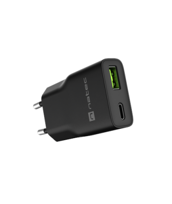 Natec Ribera USB Charger Gan Slim USB 1X USB-A + 1X USB-C 20W | NUC-2377