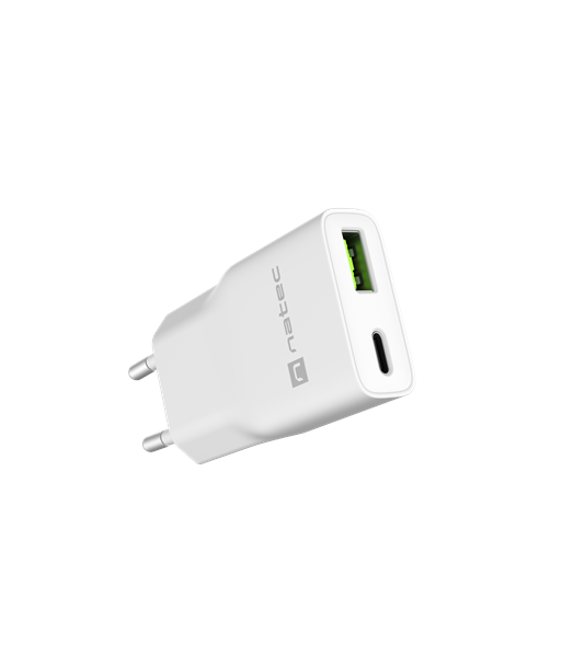 Natec Ribera GaN Slim USB Зарядное Устройство 20W USB-A USB-C NUC-2376
