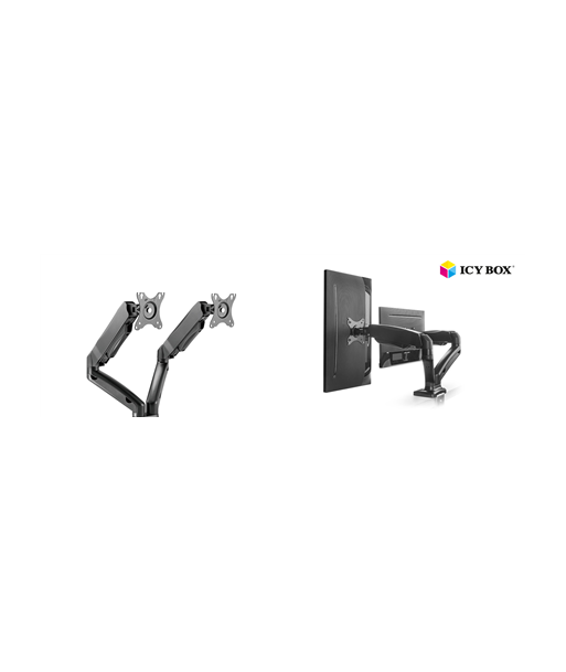 ICY BOX IB-MS304-T, Monitor stand with desk mounted base, for two screens, size up to 27'' | Raidsonic