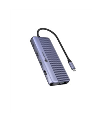 Icy Box Travel Dock 12-in-1, 3x Videoausgabe (2x HDMI + 1x VGA)