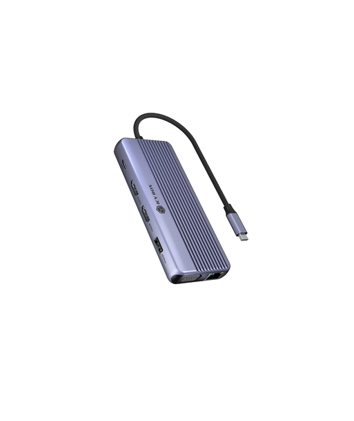 Icy Box Travel Dock 12-in-1, 3x Videoausgabe (2x HDMI + 1x VGA)