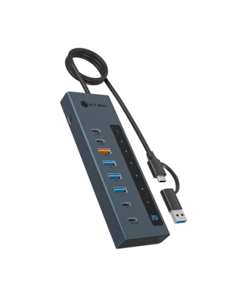 Icy Box 9-in-1 hub with Power Delivery and Type-C/Type-A host connection