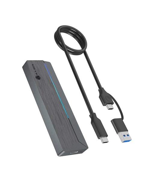 Icy Box M.2 SATA/NVMe SSD Enclosure with USB 3.2 Gen 2 Type-C and RGB light