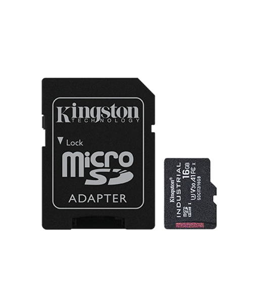Kingston, UHS-I, 16 GB, microSDHC/SDXC Industrial Card, Flash memory class Class 10, UHS-I, U3, V30, A1, SD Adapter