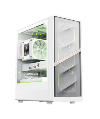 Gamemax Case, AERIS 330 MW, White, Mini Tower, Power supply included No