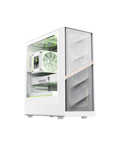 Gamemax Case, AERIS 330 MW, White, Mini Tower, Power supply included No