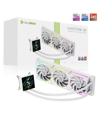 Gamemax, CPU Liquid cooler, HAILSTORM 360 LCD, White
