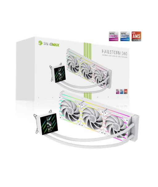 Gamemax, CPU Liquid cooler, HAILSTORM 360 LCD, White