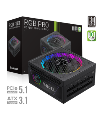 Gamemax Power Supply, 80 PLUS, Platinum | RGB PRO 1300P | 1300 W