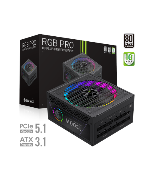 Gamemax Power Supply, 80 PLUS, Platinum | RGB PRO 1300P | 1300 W