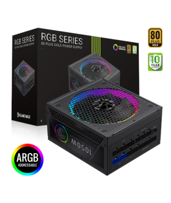 Gamemax Power Supply, 80 PLUS, Gold | RGB 1050G | 1050 W