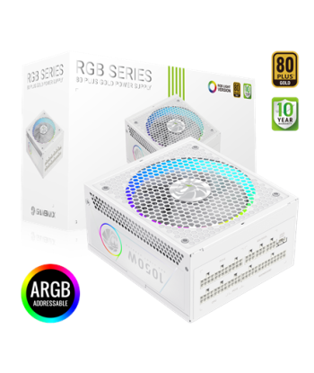 Gamemax Power Supply, 80 PLUS, Gold | RGB 1050G WH | 1050 W