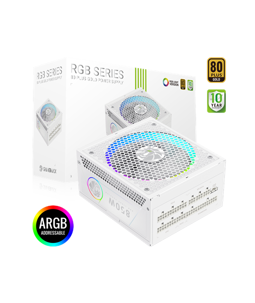 Gamemax Power Supply, 80 PLUS, Gold | RGB 850G WH | 850 W