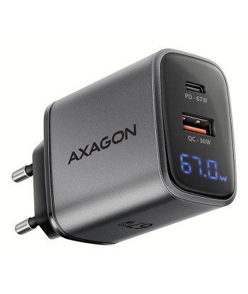 Axagon ACU-PQ67D 67W GaN Настенное Зарядное Устройство с Двумя USB Портами