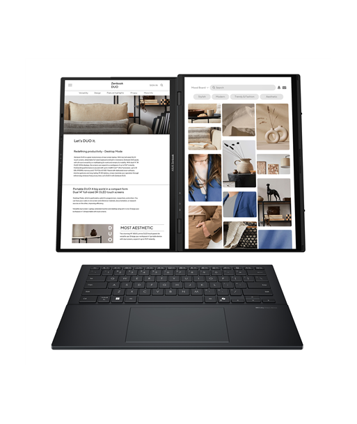 Asus, Zenbook Duo UX8406CA-QL287W, Inkwell Gray, 14", OLED, Touchscreen, FHD, 1920 x 1200 pixels, Intel Core Ultra 7, 255H, 16