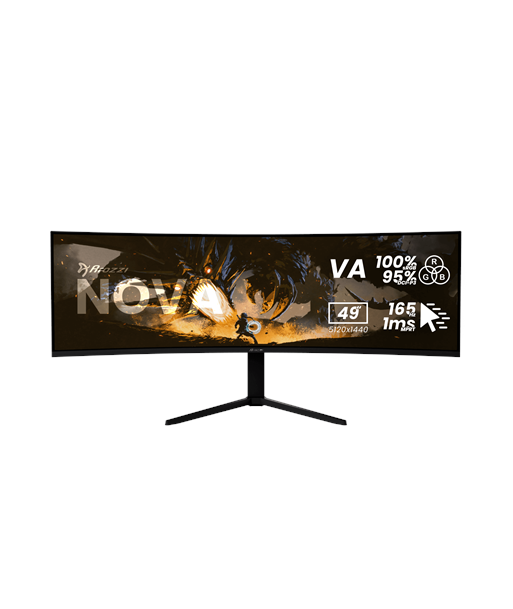 Arozzi Nova, 49", VA, 32:9, 165 Hz, 4 ms, 5120 x 1440 pixels, 350 cd/m², HDMI ports quantity 2, Black
