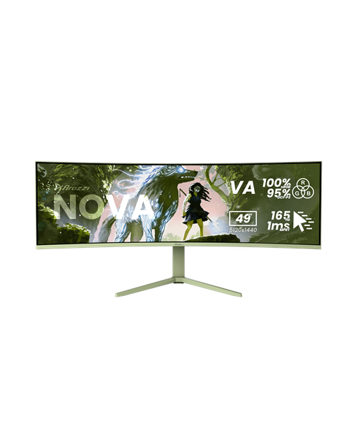Arozzi Nova, 49", VA, 32:9, 165 Hz, 4 ms, 5120 x 1440 pixels, 350 cd/m², HDMI ports quantity 2, Forest Green