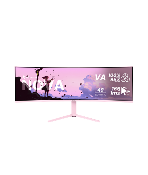 Arozzi Nova, 49", VA, 32:9, 165 Hz, 4 ms, 5120 x 1440 pixels, 350 cd/m², HDMI ports quantity 2, Pink