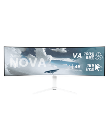 Arozzi Nova, 49", VA, 32:9, 165 Hz, 4 ms, 5120 x 1440 pixels, 350 cd/m², HDMI ports quantity 2, White