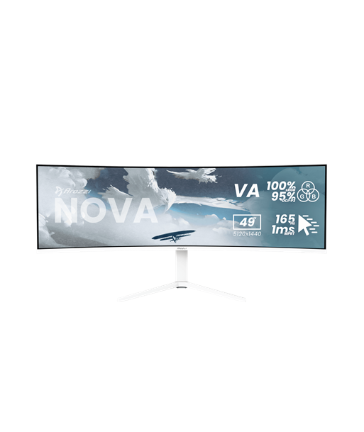 Arozzi Nova, 49", VA, 32:9, 165 Hz, 4 ms, 5120 x 1440 pixels, 350 cd/m², HDMI ports quantity 2, White