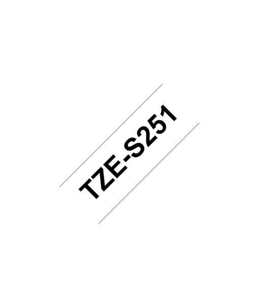 Ламинированная лента Brother, TZe-S251 Strong Adhesive, Black on White, TZe, 8 m, 2.4 cm
