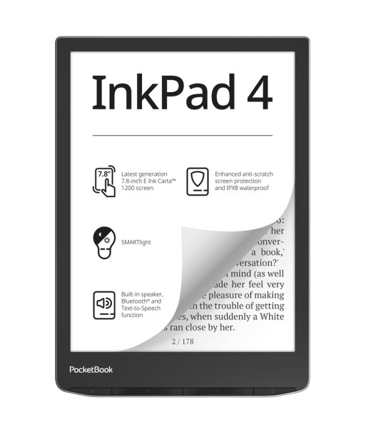 Электронная книга POCKETBOOK InkPad 4 7.8" 1872x1404 1xAudio-Out 1xUSB-C Micro SD Wireless LAN Bluetooth PB743G-U-WW