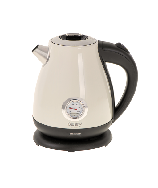 Camry, Kettle with a thermometer, CR 1344, Electric, 2200 W, 1.7 L, Stainless steel, 360° rotational base, Cream