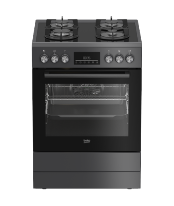 BEKO Cooker, FBM62330GADSN, Hob type Gas, Oven type Electric, Grey, Width 60 cm, Grilling, LED, Depth 60 cm, 72 L
