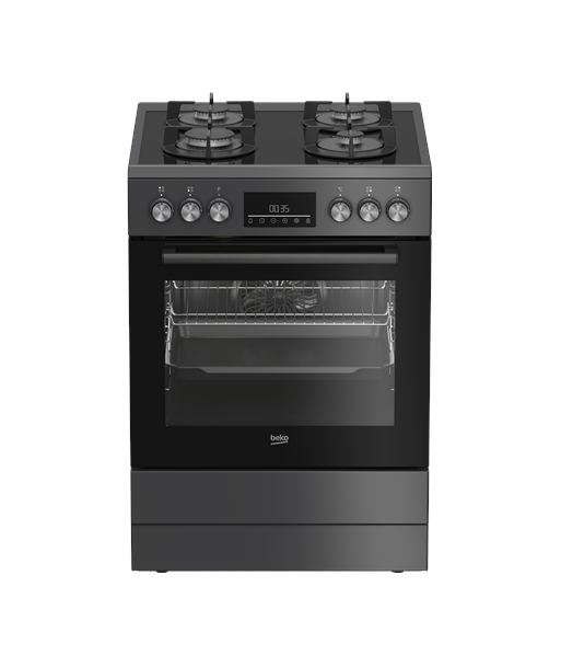 BEKO Cooker, FBM62330GADSN, Hob type Gas, Oven type Electric, Grey, Width 60 cm, Grilling, LED, Depth 60 cm, 72 L