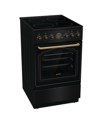Gorenje Cooker, GECS5B70CLB, Hob type Vitroceramic, Oven type Electric, Black, Width 50 cm, Depth 59.4 cm, 70 L